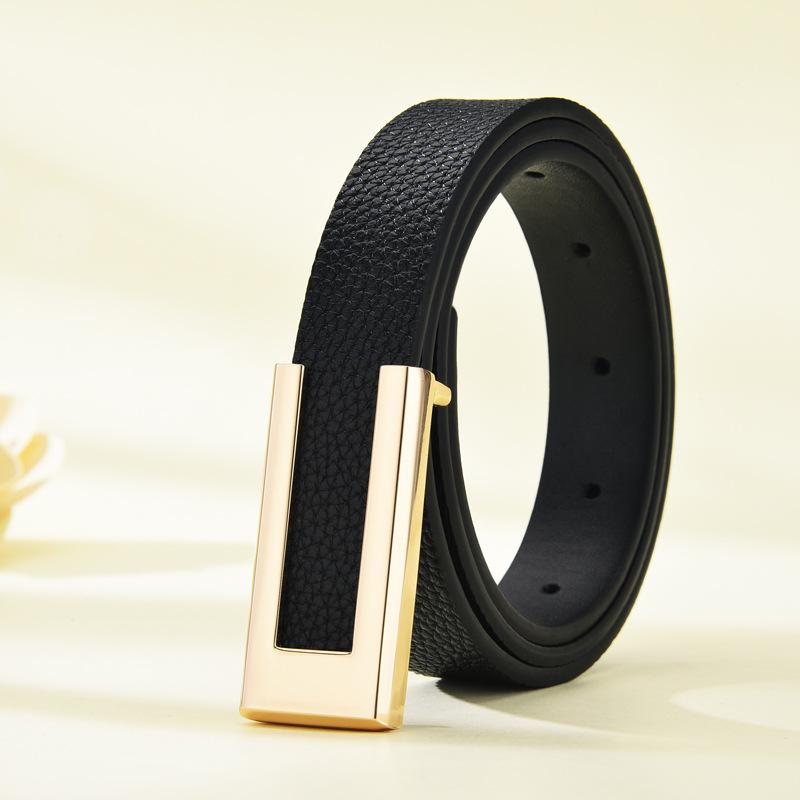

Women S Thin Belt Casual Smooth Buckle Belt Women S Decoration With Suit Pants Dress Jeans 105cm чёрный