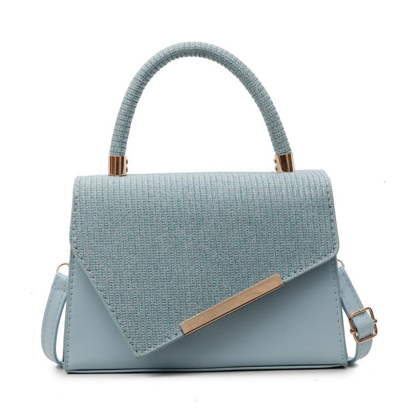 

Splicing small square bag women s 2 new texture contrasting color handbag fashionable and simple commuter shoulder messenger bag синій