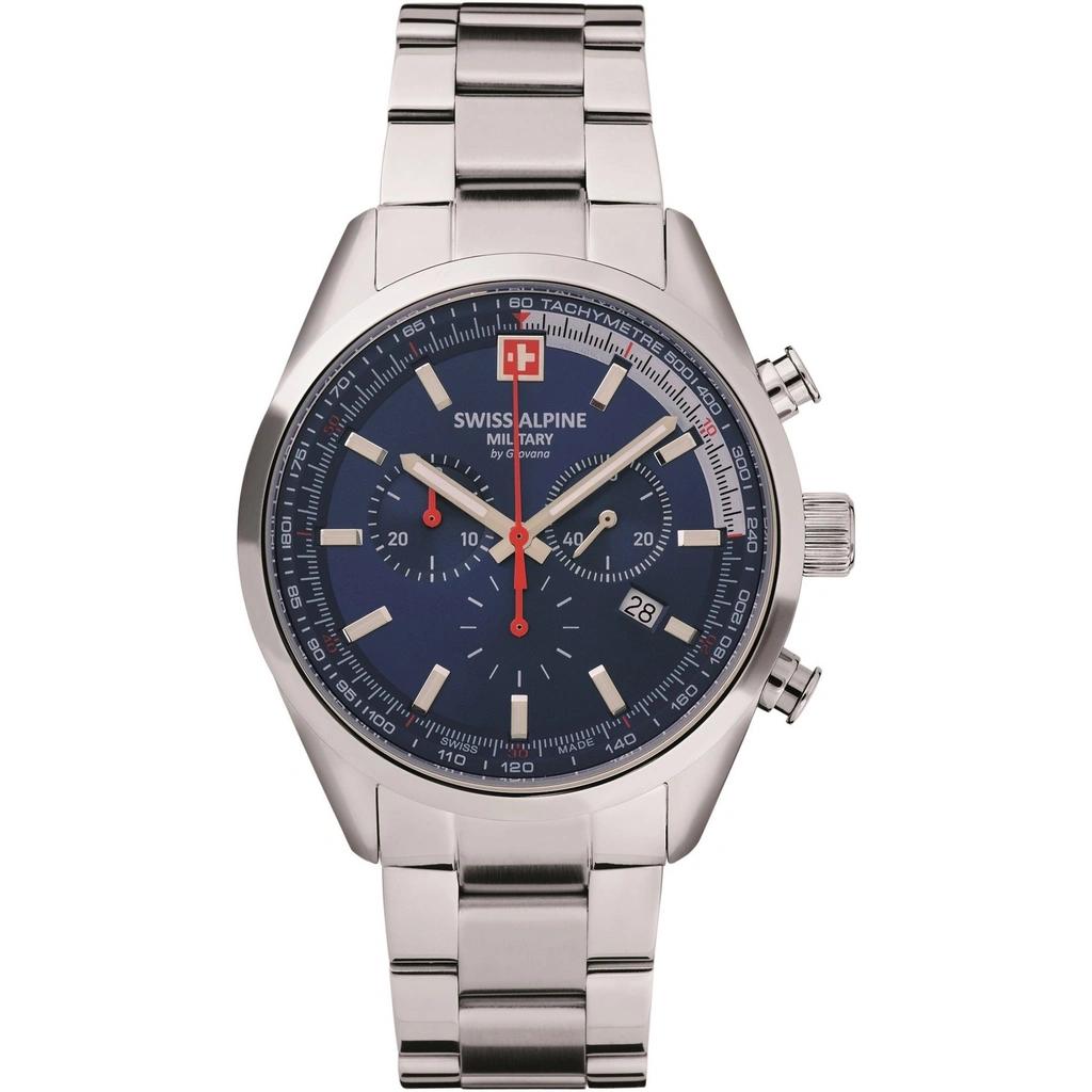 

Swiss Alpine Military Pegasus Chronograph Stainless Steel Blue Dial Quartz 7086.9135 100M Men s Watch синій