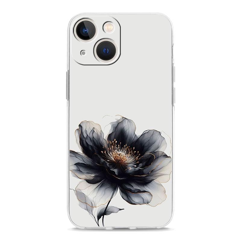 Phone Case For iPhone 17 Air Cases iPhone 16 15 12 13 14 Pro Max SE 7 8 Plus iPhone11 Clear Cover Ink Wash Painting Flower