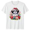 Floral Shih Tzu Dog With Pink Unisexs TShirt Shih Tzu Lover Dog Owner