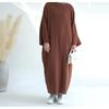 Middle East Dubai New Arrival Loose round Neck Pure Color Dress Solid Color Loose Fitting Dres