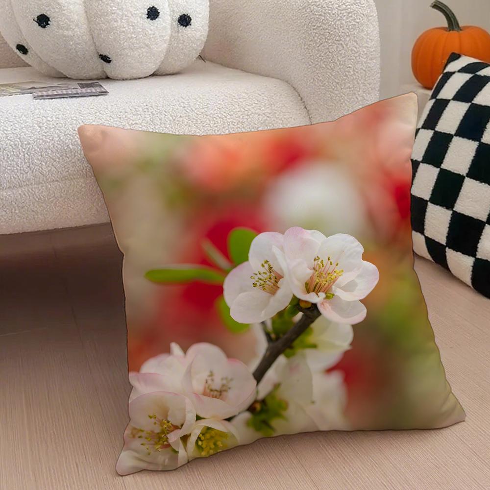 cheerful Natural Flowers in Photography Cushion Cover Throw Pillow Cover Hidden Button Durable Polyester Chair Cushion