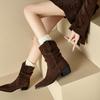 Women's high-heeled short boots autumn and winter new suede large-size casual Roman boots
