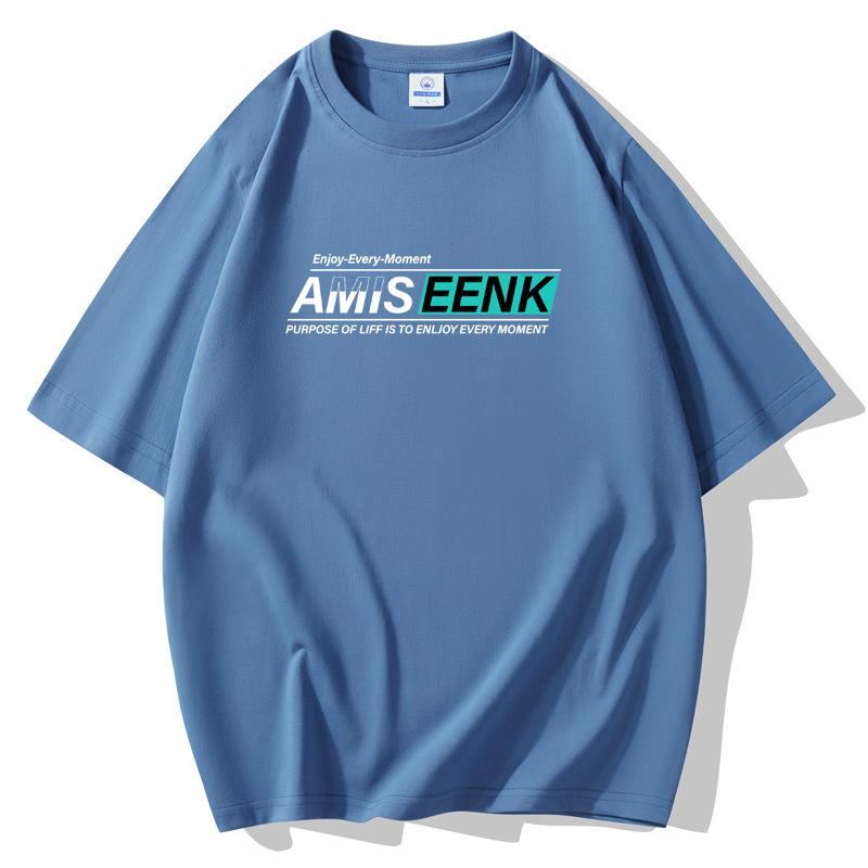 Men's Fashion Large Size Loose Short Sleeves T-Shirt 100% Cotton