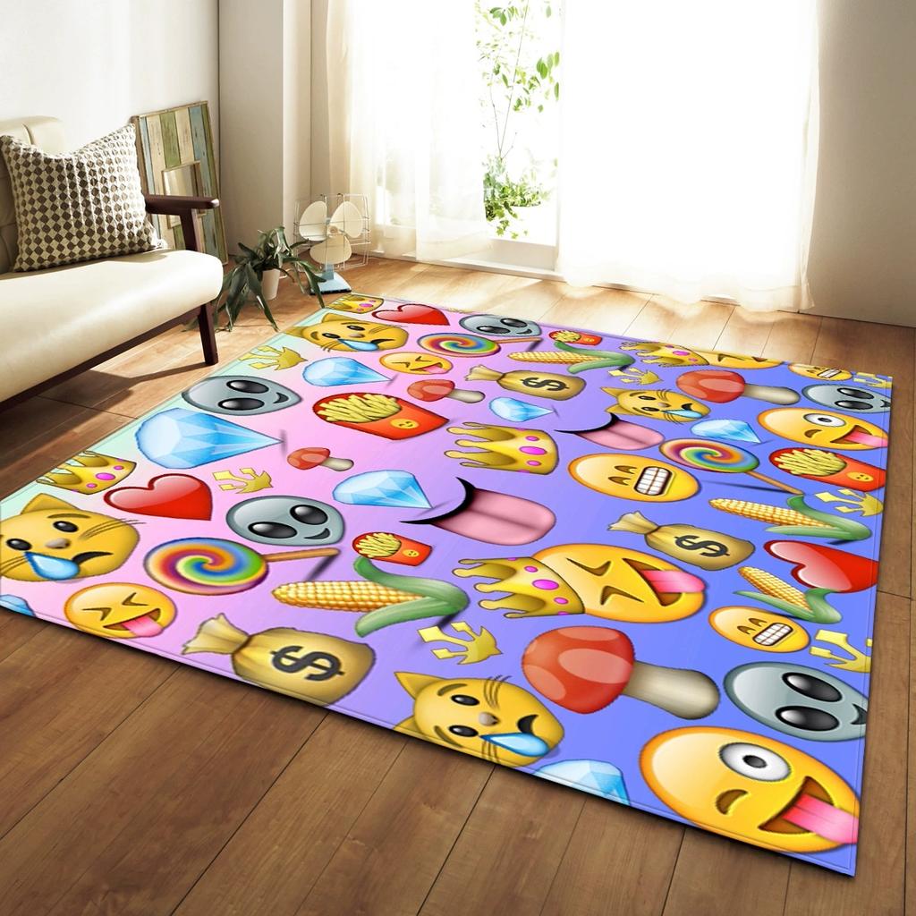 Fun Living Room Carpet Funny Emoji Expression Rug Warm Living Room Bedroom Non Slip Floor Mat Home Decoration