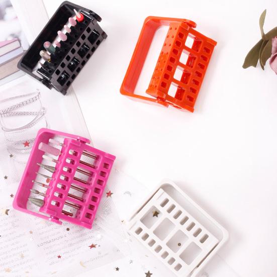 Yousheng Manicure Drill Bits Stand Multi-grid Design Height Adjustable High Durability Dustproof 16 Slots Nail Drill Bit Brush Storage Holder