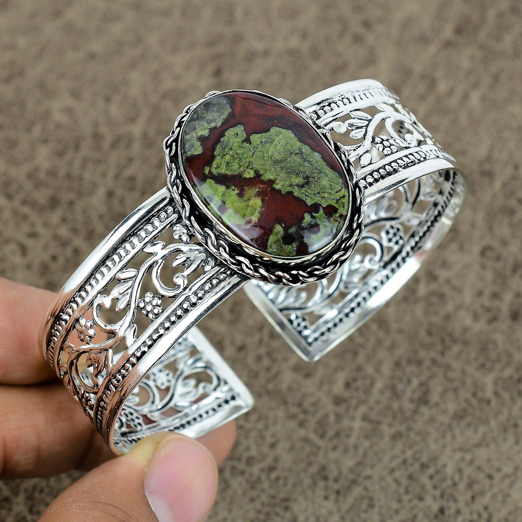 

Dragon Blood Gemstone Handmade 925 Sterling Silver Cuff Bangle Adjustable KKG-153