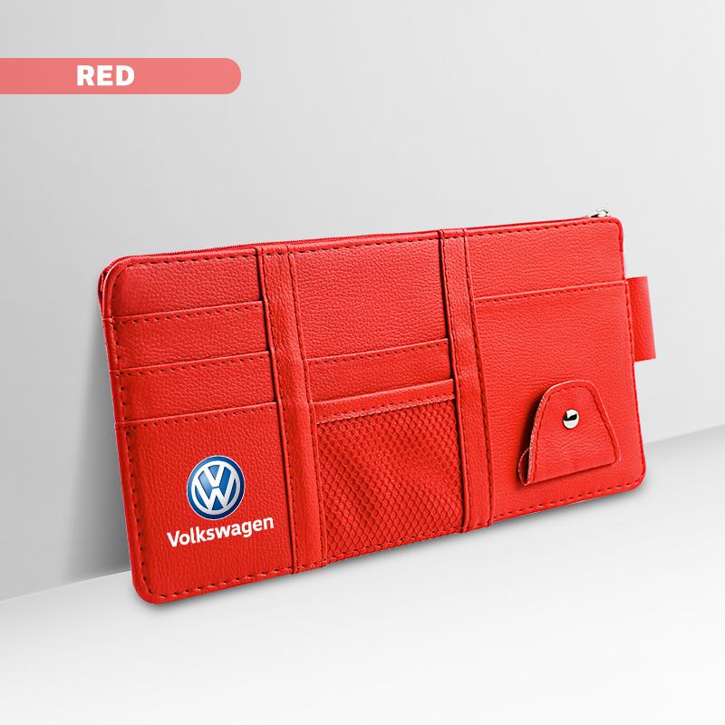 2026 New For VOLKSWAGEN VW PU Leather Car Sun Visor Ticket Card Storage Bag Accessories For Volkswagen GTI Scirocco Magotan Polo