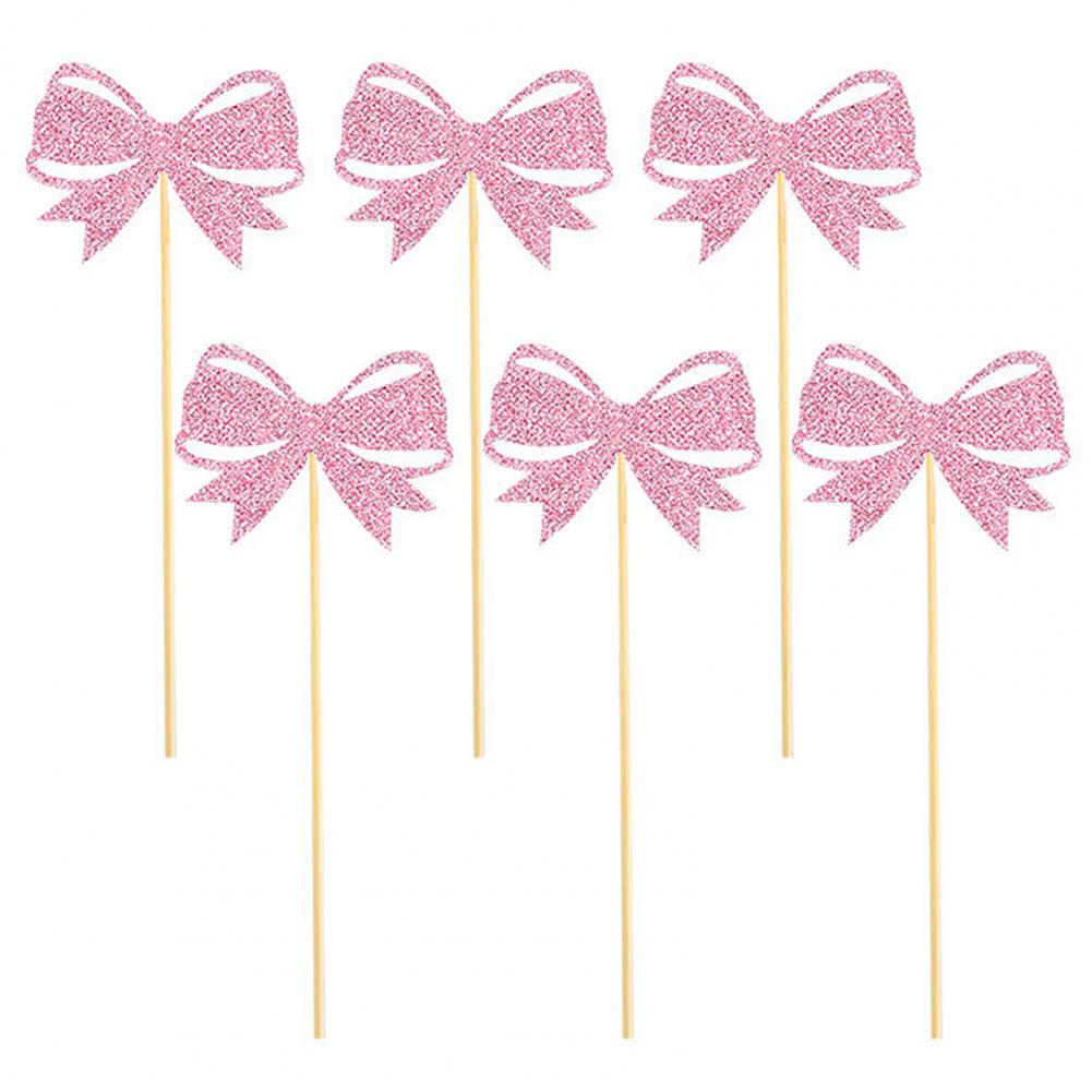 Bowknot Theme Party Decor Set Pink Tassel Banner Cake Toppers Gold Glitter Spiral Hanging Ornaments Girls Birthday Party Decor