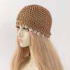 Cotton Crochet Shell Beanie Hat Breathable Hollow Out Knit Cap Summer Headwear  Daily Wear