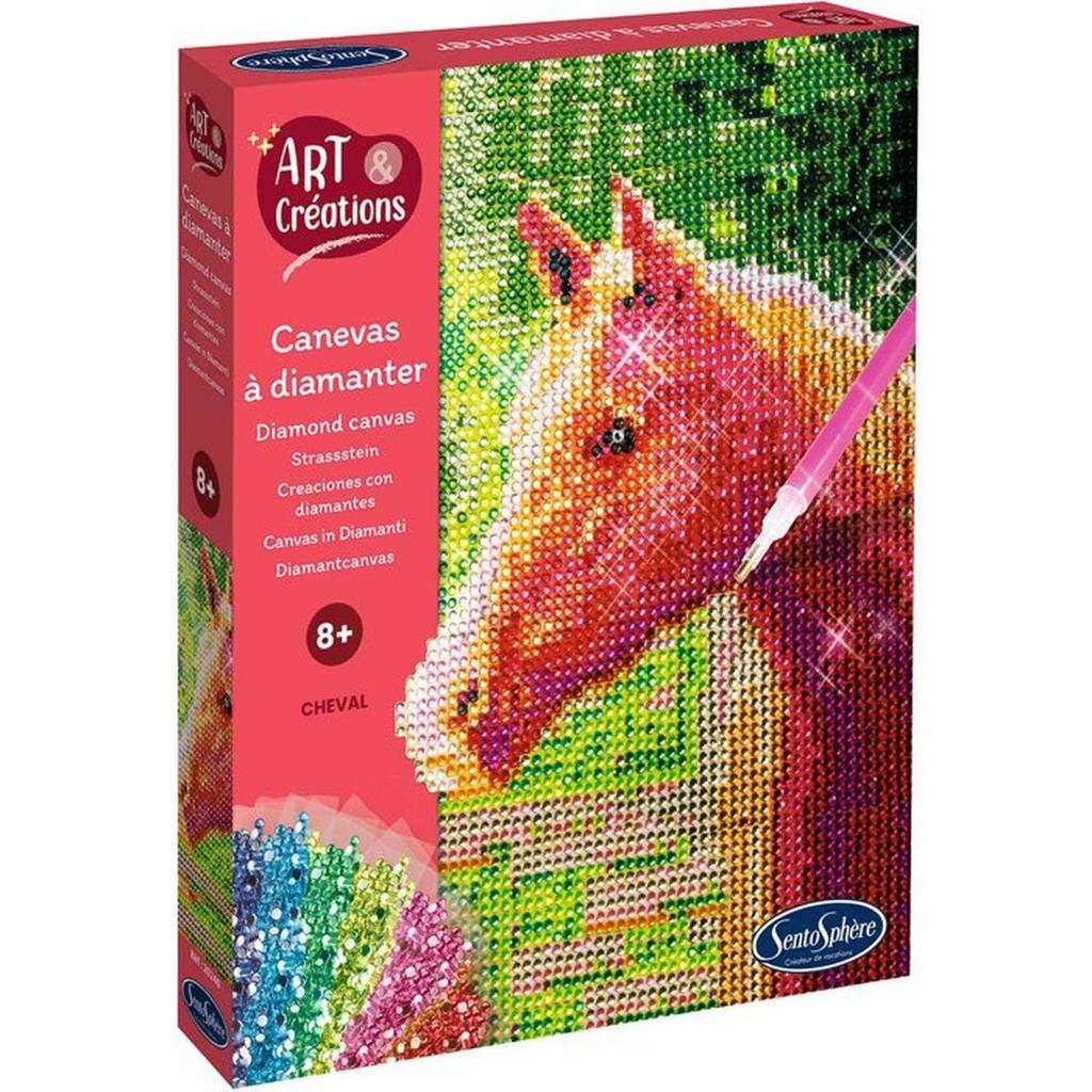 Création a base de mini strass - SENTOSPHERE - Art & Créations - Canevas a Diamanter - Cheval - Des 8 ans
