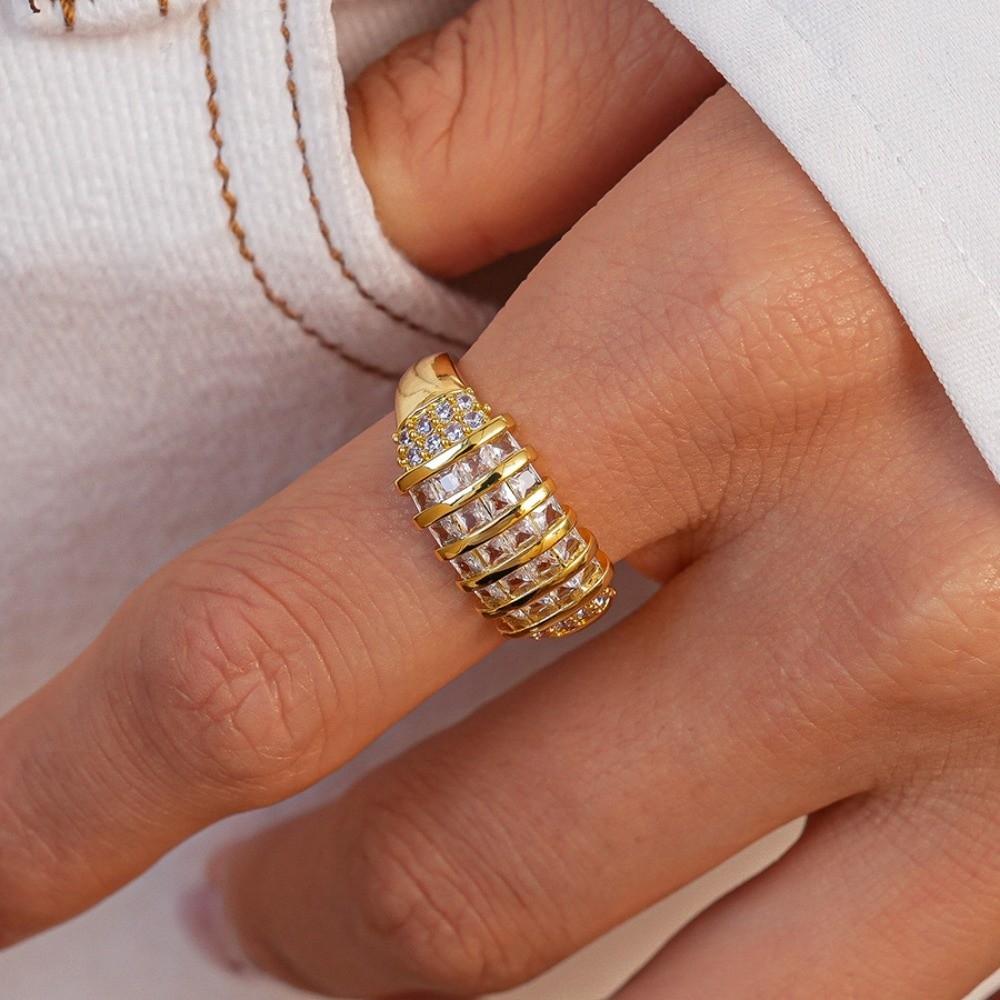 Jewelry Accessories Rhinestone Ring Korean Style Chunky Enamel Ring Zircon Opening Ring  Decoration