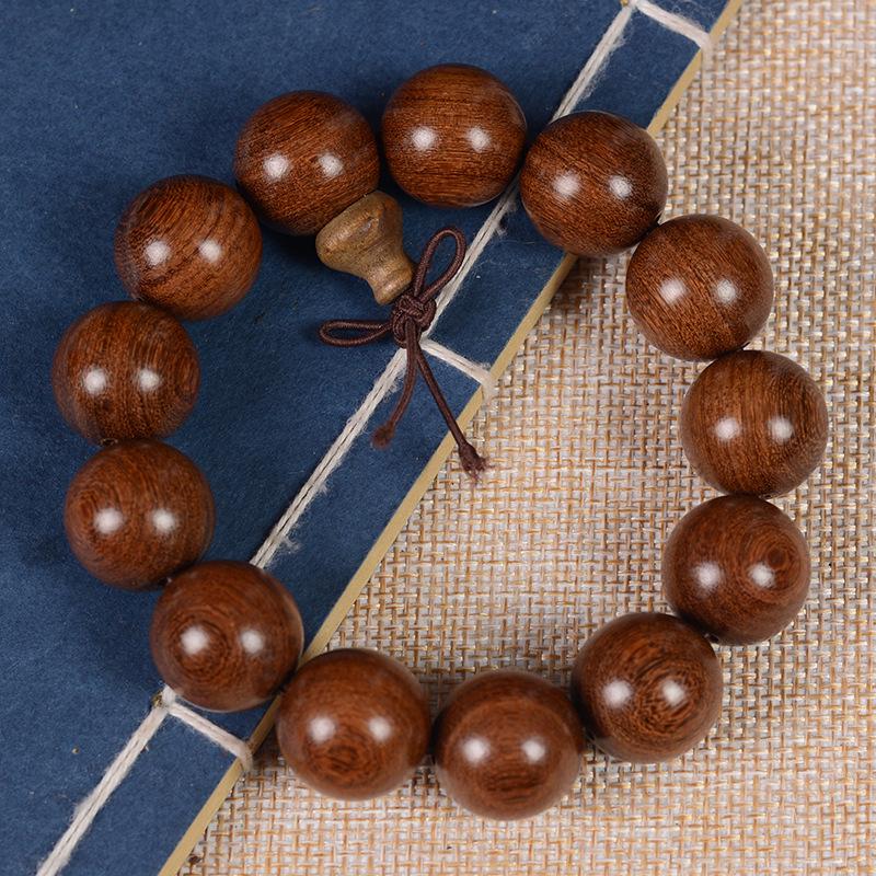 Golden Sandalwood 2.0 Bead Bracelet: Wooden Prayer Jewelry for Men, Women, Couples.