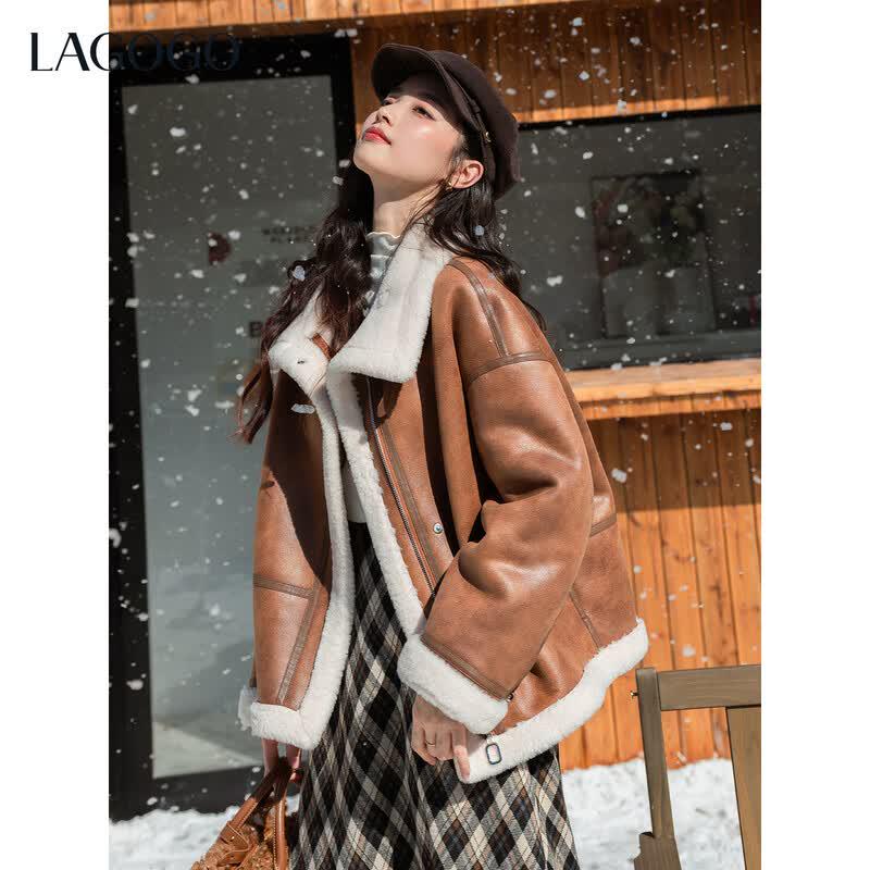 LAGOGO Women's Faux Shearling Coat