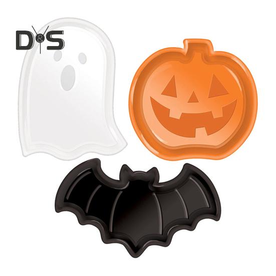 

3 шт. Тарелки для конфет на Хэллоуин, тыква, привидение, летучая мышь, держатели для сладостей на Хэллоуин, конфетницы для сладостей в виде сладостей из печенья и сахара Sets