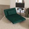 Single Bed Armchair 3 in 1, Reclining Armchair with 3 Levels with Velvet Covering and Cushion, 100x88x83cm, Dark Green