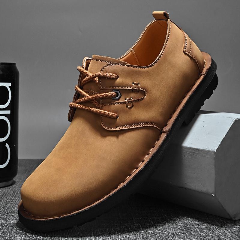 

Модные мужские повседневные туфли на шнуровке из натуральной кожи, деловые оксфорды для офиса, модные нескользящие износостойкие кроссовки для улицы 46 светло-коричневого
