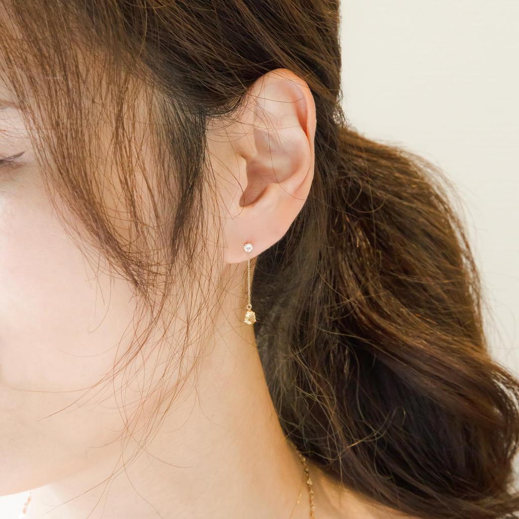 ESTELLE [Official] Women's K10 Yellow Gold Earring Charm with November Birthstone Citrine Drop (Single Ear) 0720-7001-0005-0000