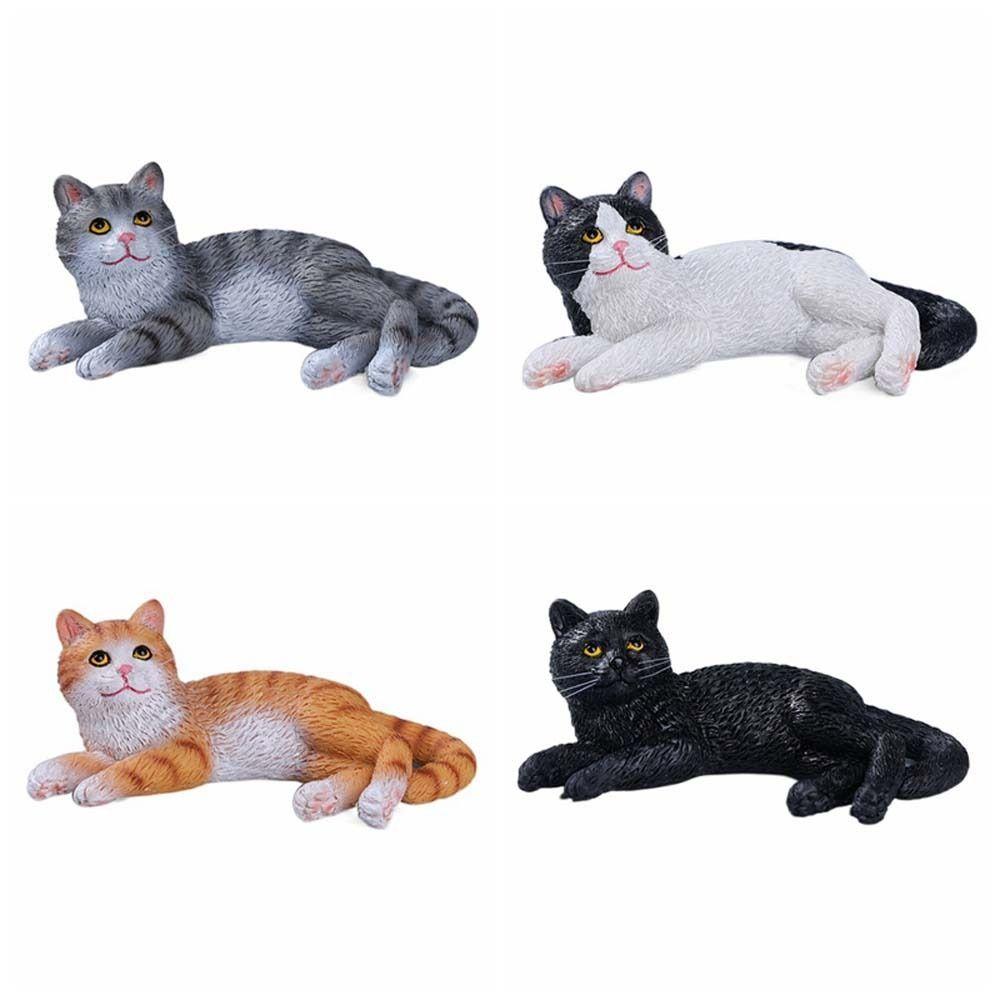 Simulation Cat Pet Model Cartoon Lying Cat Statue Adorable Cat Ornament Kids Toy