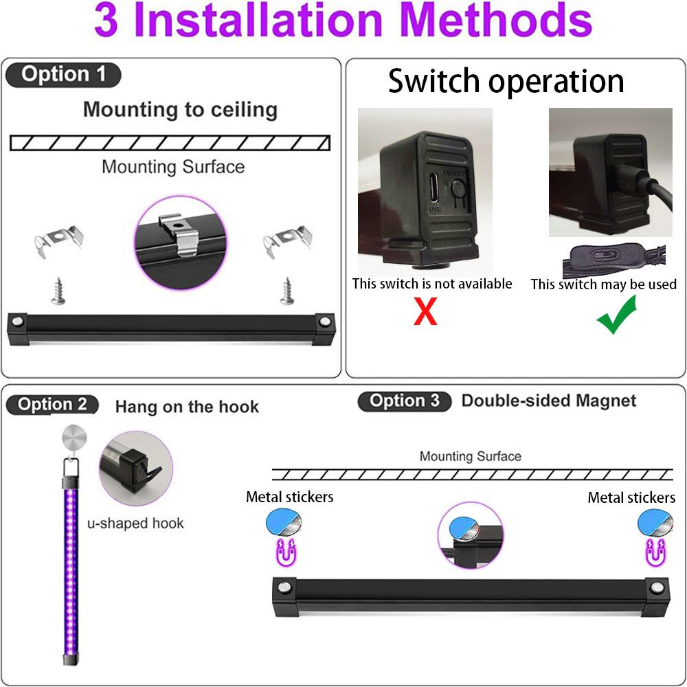 LED UV USB Blacklight 395NM Portable Violet Fluorescent Lamp for Bar KTV Stage 32CM LED Purple Light Tube