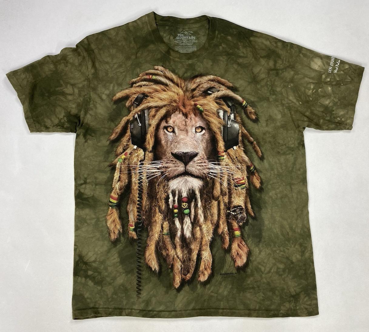 The Mountain Lion Country Safari Graphic T-shirt Men XL Green Tie Dye XL