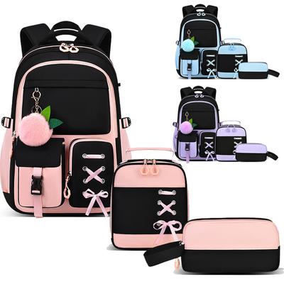 School Bag Three-Piece Backpack For Female Junior High School Students, Large Capacity And Lightweight, Student Backpack