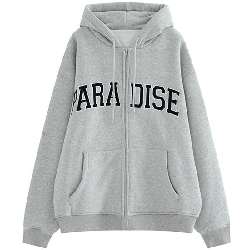 Extra stor fleece-tröja med broderad bokstav för kvinnor, tjock, lös och avslappnad kappa för höst och vinter