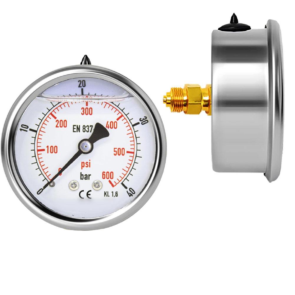 Pressure Gauge 0 100 Bar PSI with 60mm Dial Featuring Accurate Measurement for Hydraulic and Vacuum Applications