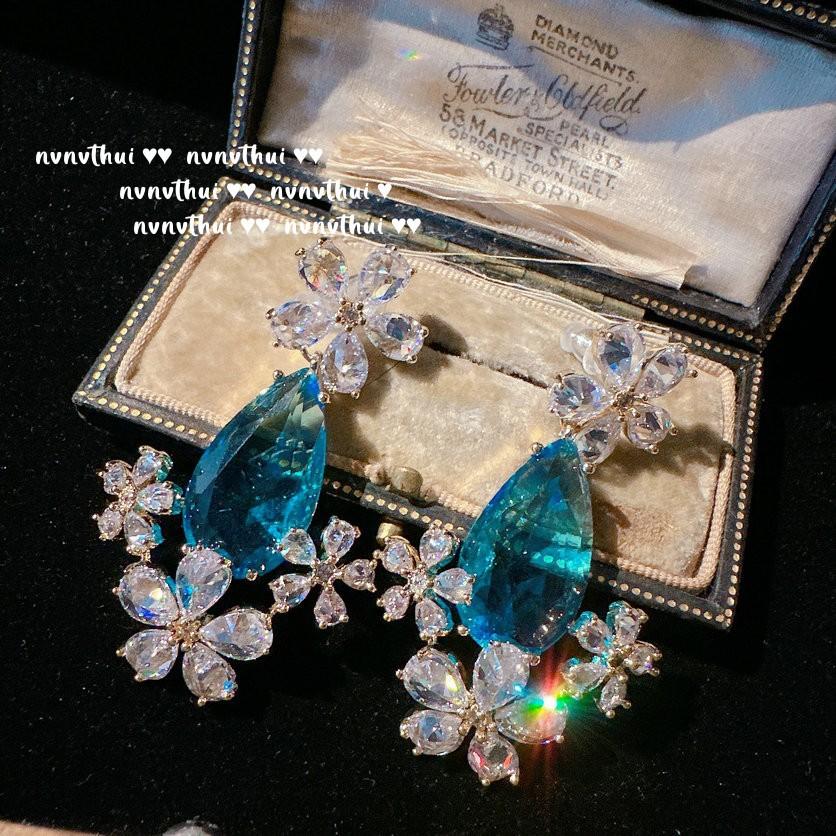 Bright Star Hippo Eye Water Drop Gem Earrings, Sparkling, Curved Ladder Square Zircon Earrings, Wing Brooch