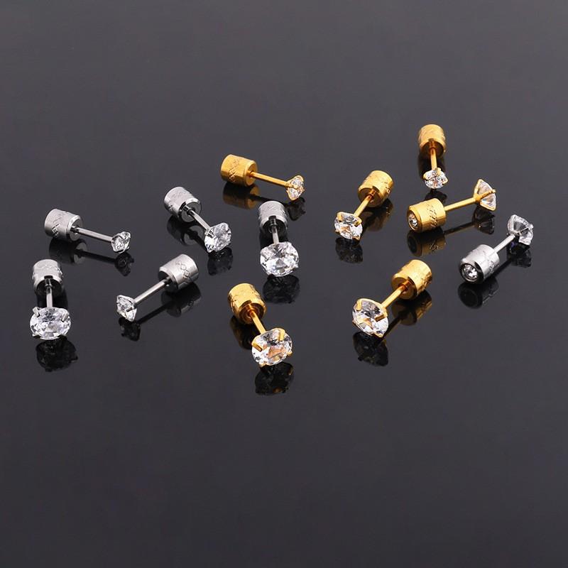 Stainless Steel Stud Earrings with Four-pronged Zirconia - Stylish and Simple, Perfect for Both Men and Women As Personalized Small Earrings.