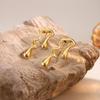 18K Gold Plated Irregular Water Drop Cross Stud Earrings for Women - Stainless Steel, Colorfast, High-End Accessories.