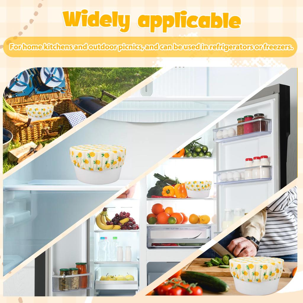 6Pcs Cotton Bowl Covers Elastic Food Storage Bowls Cover 3 Sizes Reusable Kitchen Dish Covers for Bread Proofing Food Leftover