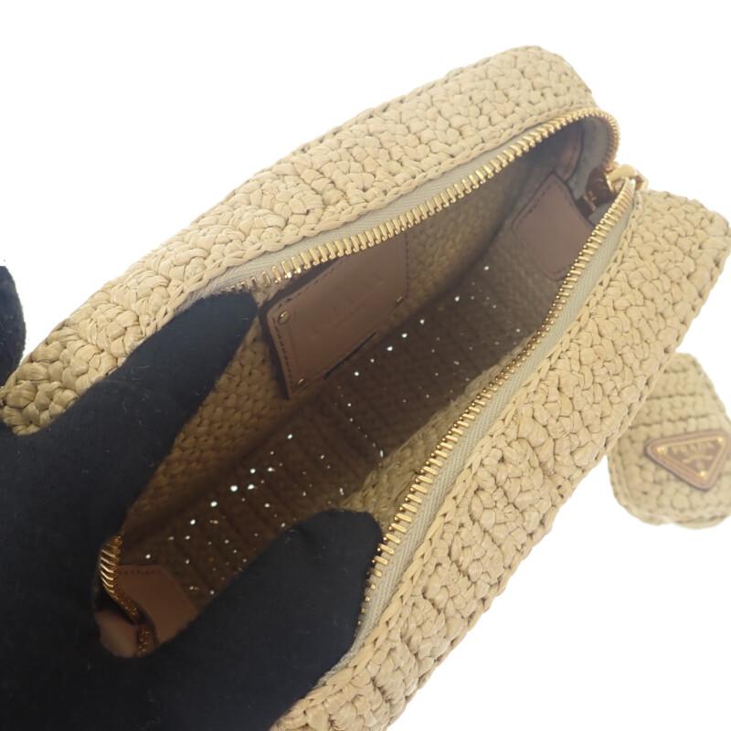 PRADA  1BH196 Shoulder Bag natural/beige Raffia/leather Women