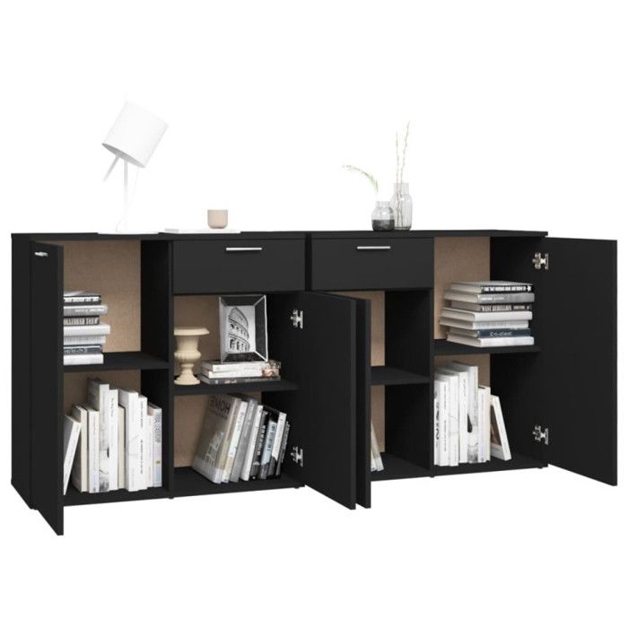 VidaXL Black Buffet 160x36x75 Cm Engineered Wood 3074928