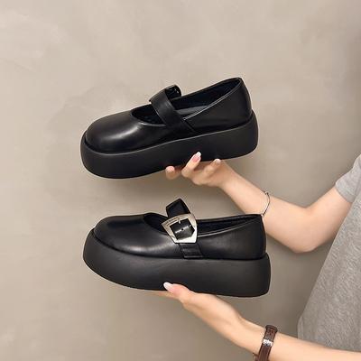 Single Shoes 2025 Summer New Retro Small Leather Shoes Women's Versatile Word with Heightening Thick Sole Shallow Mouth Mary Jane