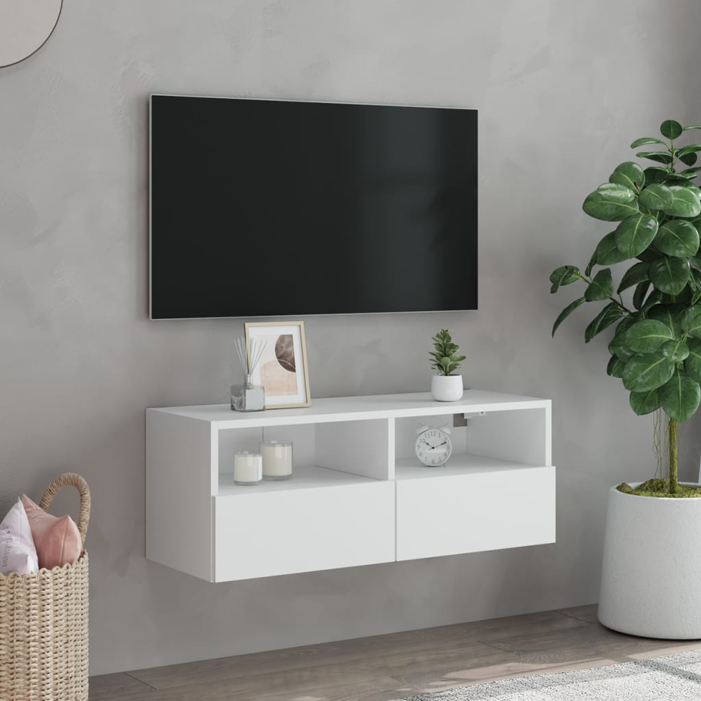 Vidaxl Wall-Mounted TV Cabinet, White, 80X30X30 Cm, Wood-Based Material