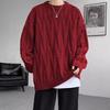 Men's Plus Size Year of the Horse Cable Knit Sweater - Wine Red Niche Design