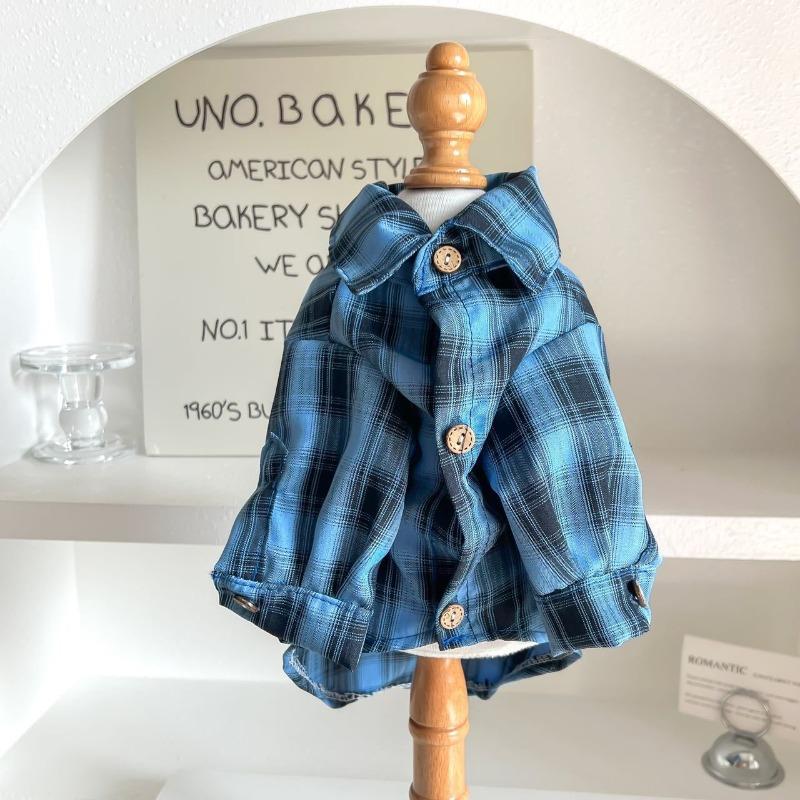 Pet Shirt Spring and Summer Thin Dog Shirt Plaid Breathable Sunscreen Small and Medium Dogs Puppy Two-legged Shirt Cat Clothes