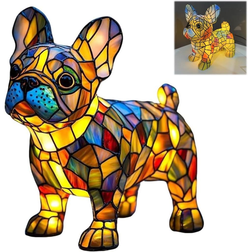 Dachshund Lamps - Retro Dogs Stained Resin Tabletop Night Light, Dog Series Art Night Light, 3D Cute Pet Dogs Themed Lamp Stained Glass LED
