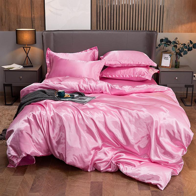 4 PCS Bedding Set Luxury Mulberry Silky Blending Bedding Set Satin Duvet Cover Set High End Single Double Comforter Cover
