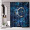 Starry Night Moon Shower Curtain – Crescent & Stars Print, Polyester with No-Drill Hooks for Celestial-Themed Bathroom Decor