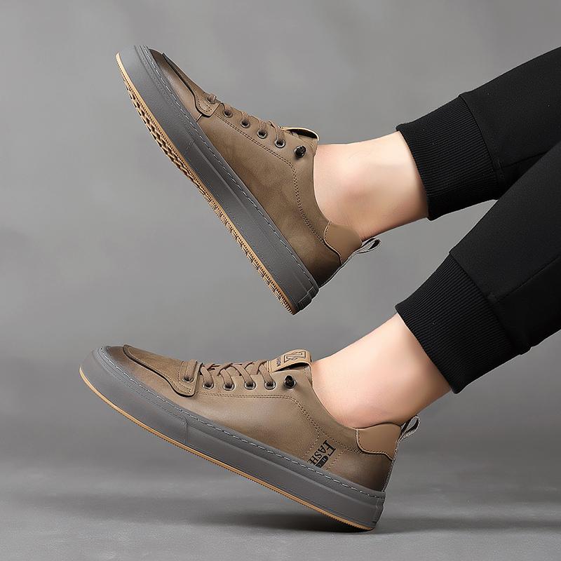 Moda Masculina Derme Casual Sapatos de Couro Antiderrapante Resistente ao Desgaste Sapatos Esportivos Moda Alta Qualidade Confortável Plano Slip-On Casual