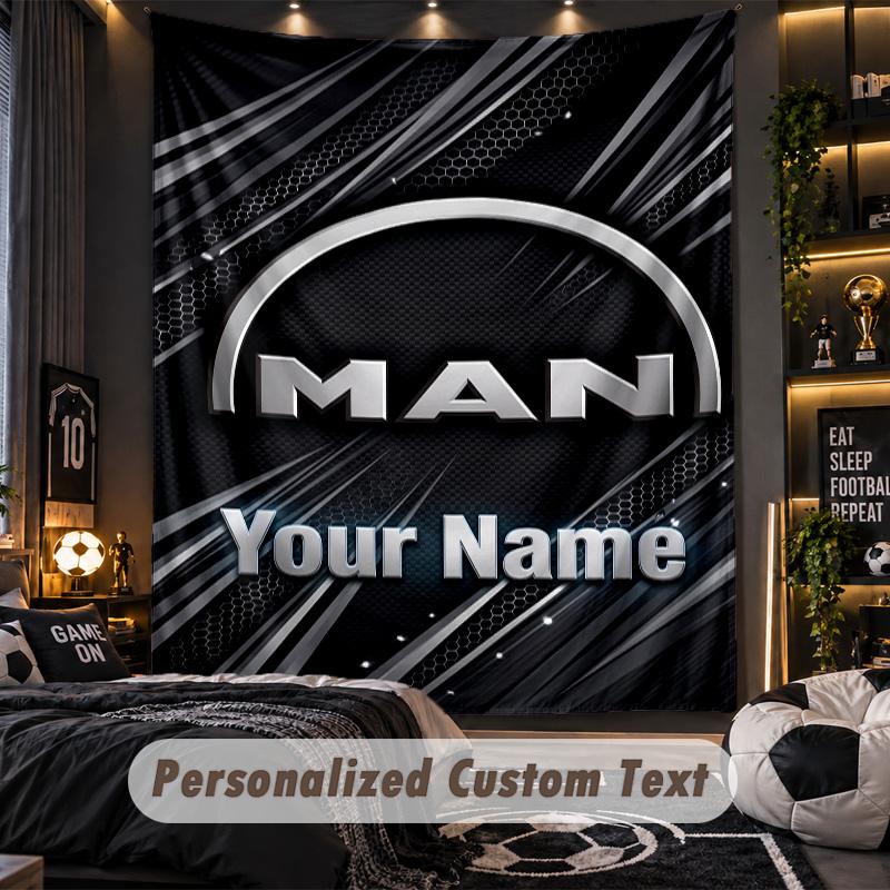 TapestryMAN Truck Custom Name Text Personalized Wall Hanging Tapestry Home Wall Decor