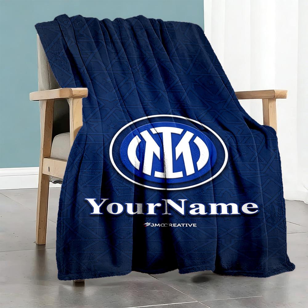 Inter Milan Customize Your Name Blanket Throw Personalized Blanket Soft Warm Cozy Throw For Sofa Living Room Office Chair Bedding Ideal for All Season