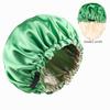 Dual-Layer Satin Sleep Cap with Adjustable Buckle, Reversible Solid Color Design - Elastic European/American Shower Cap
