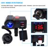 Dc12V Waterproof Motorcycles Handldbar 2Usb Port Adapter Blue Led With Voltmeter