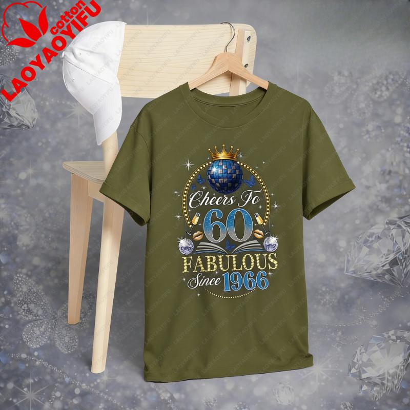 Custom 60th Birthday Trending Shirt For Wounisex Cheers To 60 Since 1966 Gift Personalized Graphic Tshirts Regular Short Sleeve