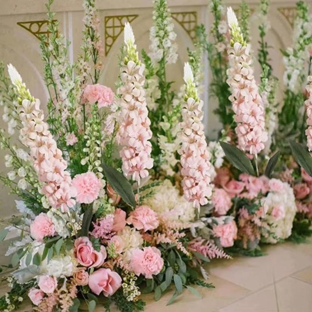 with Leaves Shyacinth Rattan Long Stem Silk Flower 3D Delphinium  Photo Props