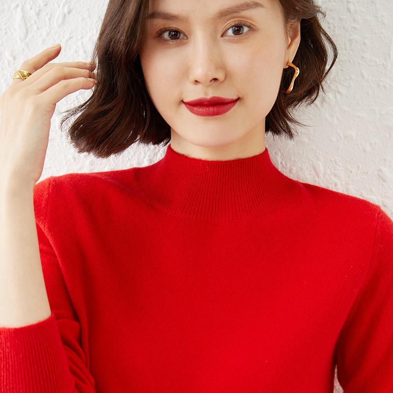 JKASHDK Moda damă ocazional imprimeu culoare solidă toamnă iarnă cu mânecă lungă cu jumătate de gât tricotat pulovere largi